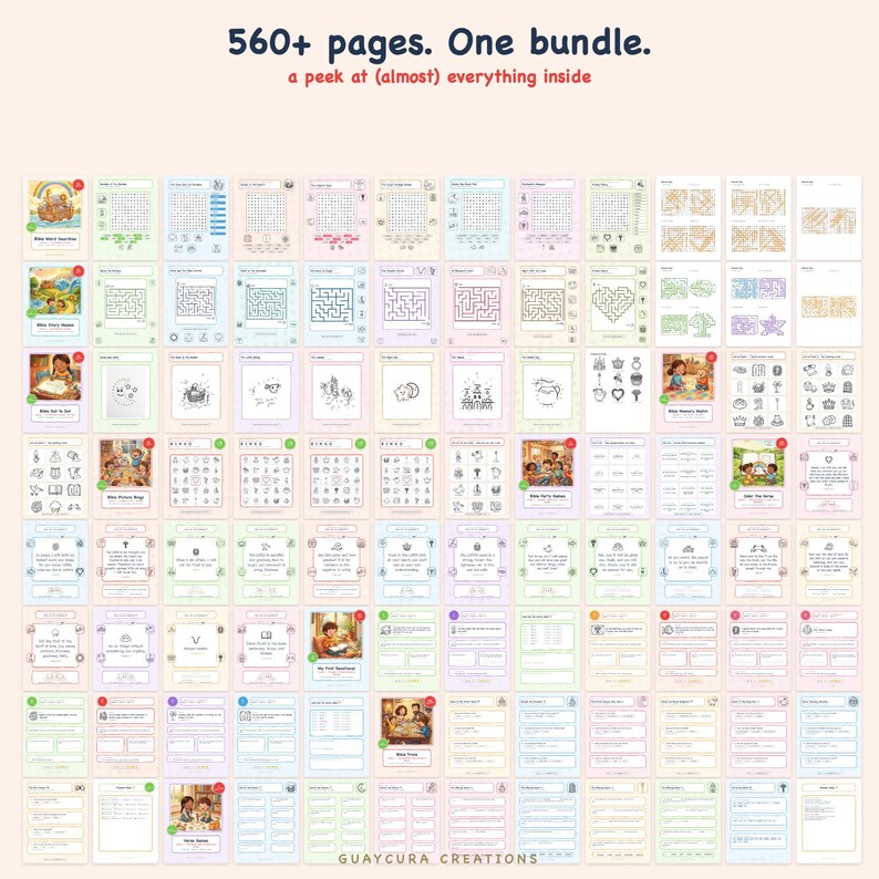 Sunday School Activities | Mega Bible Activity Bundle for Kids, 560+ Pages of Games, Printable PDF Instant Download image 10