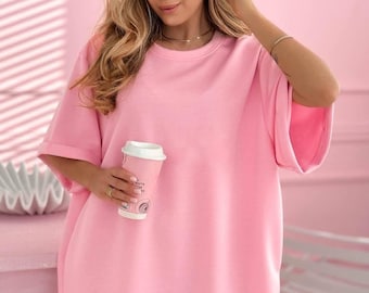 Oversized tuniek top voor dames | Losse pasvorm voor grote maten (tot 130 cm buste) | Casual minimalistische top | Zomerse basic | Relaxte pasvorm