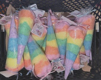 Mini Cotton Candy Cones – Gourmet Party Favors, Birthday Treats, Carnival Sweets : 7in Tall