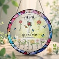 Personalized First Mom Now Grandma Stained Glass Suncatcher, Mother’s Day Gift, Custom Birth Flower Family Window Decor