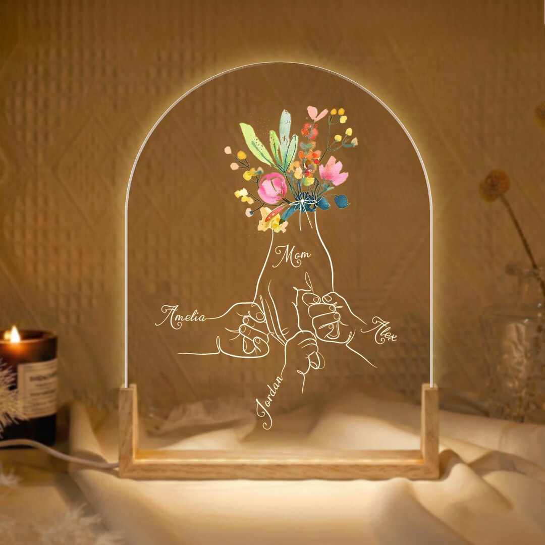 Personalized Mom Night Light Custom Family Names Acrylic LED Desk Name ...