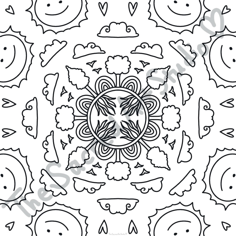 Sunny Day Digital Coloring Page | Instant Download | Printable Art for ...