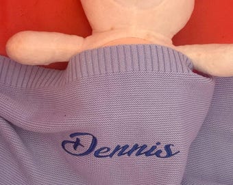 Custom Embroidered Newborn Name Blanket | Soft Cotton Knit Swaddle