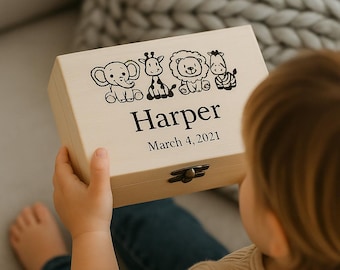Personalised Baby Keepsake Box Wooden Memory Box Custom Name Birth Stats Gift