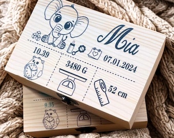 Newborn Baby Gift Personalised Keepsake Box with Name and Birth Details