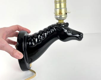 Vintage 1950's Royal Haeger Black Stallion Horse Head Wall Sconce Lamp