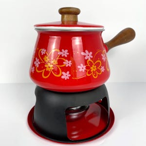 Service à fondue Flower Power vintage des années 1970