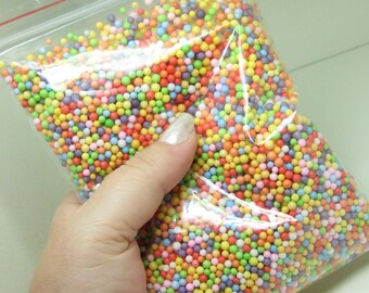 Cup of fake candy sprinkles rainbow foam 2mm - 4mm tiny marbles 8oz / 235ml miniature sweet gumballs faux deco kawaii decoden topping