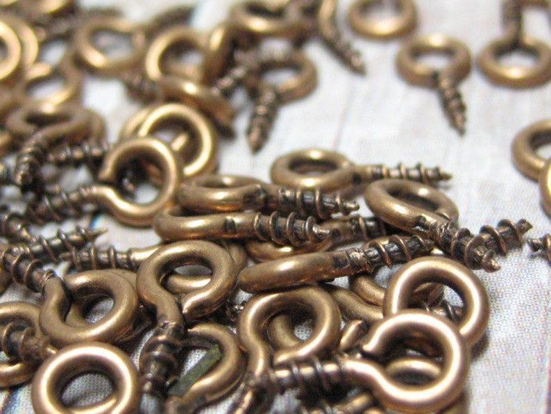 Antique Copper Eye Screws 20 Pcs Tiny 8mm X 4mm Connectors for Etsy