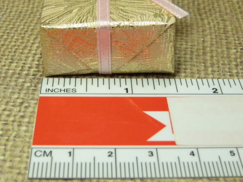 Miniature presents wrapped gift box dollhouse packages Christmas Birthday Anniversary large gold pink ribbon mini craft embellishment image 4