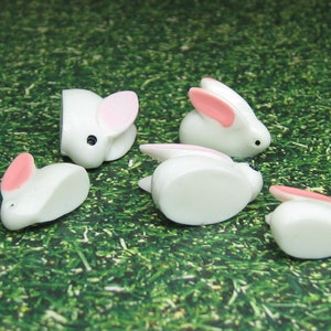 Dollhouse miniature Rabbit family, fairy garden bunnies, resin animal figurines, DIY Easter craft embellishment, slime charms image 2