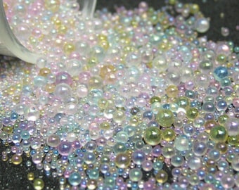 Crystal Rainbow micro marbles, color coated glass microbeads, iridescent mini no hole beads, assorted color AB sprinkles, assorted sizes