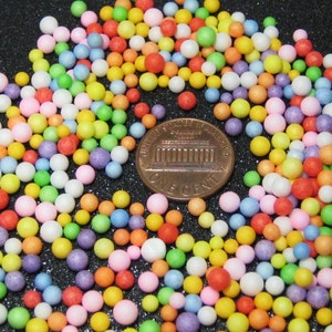 Fake candy balls sprinkles rainbow foam 2mm 4mm tiny marbles 1 tablespoon / 15ml miniature sweet gumballs faux deco kawaii image 7