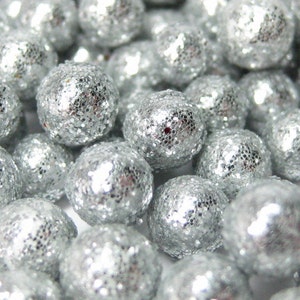 tiny silver glitter balls foam 3mm to 8mm miniature deco marbles heaping tablespoon / 15ml mini crafts kawaii decoden polystyrene image 2