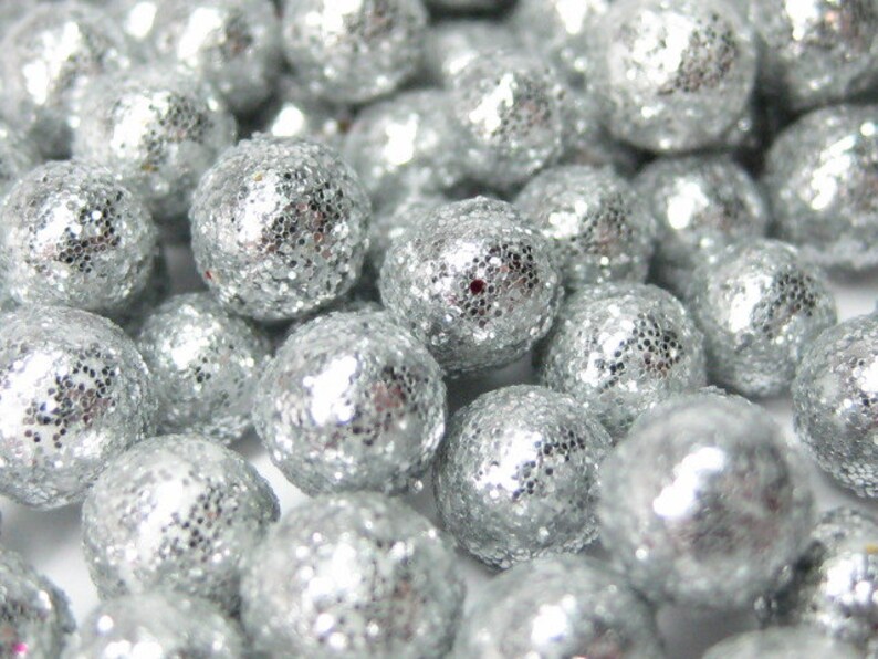 tiny silver glitter balls foam 3mm to 8mm miniature deco marbles heaping tablespoon / 15ml mini crafts kawaii decoden polystyrene image 2