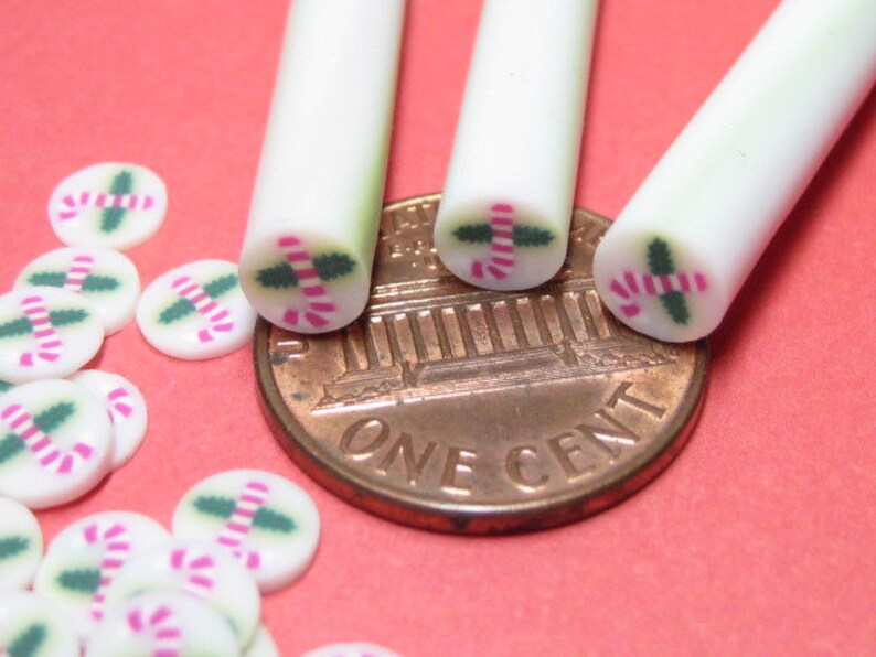 Candy cane polymer clay holiday kawaii Christmas uncut 1pc for miniature sweets decoden and nail art supplies image 4