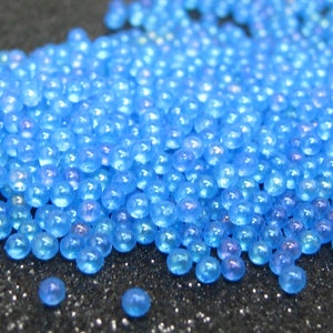 2mm glow in the dark micro marbles, blue iridescent glass microbeads, dollhouse miniature fairy garden decoration, AB resin filler pieces image 7