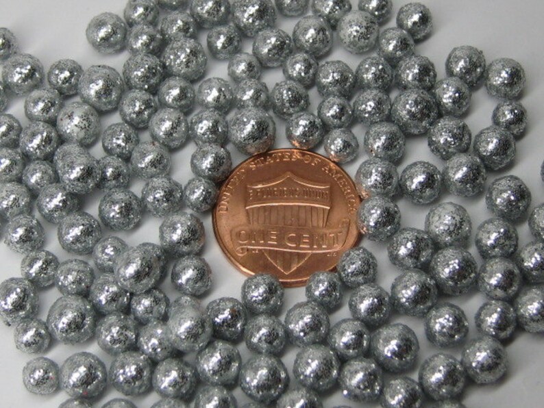 tiny silver glitter balls foam 3mm to 8mm miniature deco marbles heaping tablespoon / 15ml mini crafts kawaii decoden polystyrene image 4