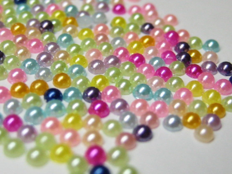 tiny faux pearls assorted 2mm flat back cabochons 350pcs for nail art scrapbooking cell phone deco jewelry and kawaii projects image 1