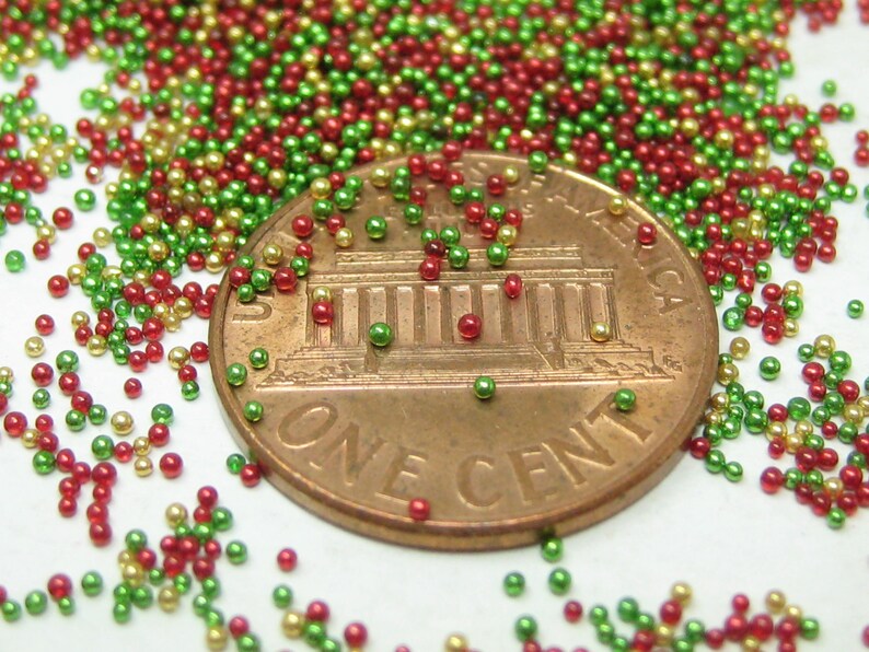 micro marbles christmas holiday color mix 14 grams glass microbead miniature kawaii sprinkles Supplies image 4