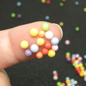 Fake candy balls sprinkles rainbow foam 2mm 4mm tiny marbles 1 tablespoon / 15ml miniature sweet gumballs faux deco kawaii image 6