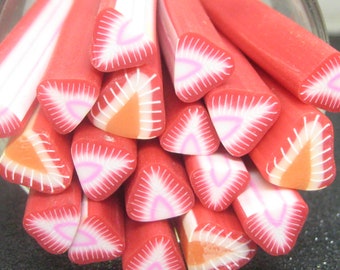 BIG uncut polymer clay cane fruit strawberry large 10mm for decoden kawaii scrapbooking and craft supplies
