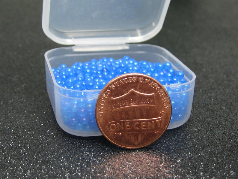 2mm glow in the dark micro marbles, blue iridescent glass microbeads, dollhouse miniature fairy garden decoration, AB resin filler pieces image 9