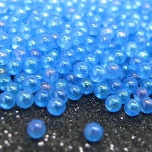 2mm glow in the dark micro marbles, blue iridescent glass microbeads, dollhouse miniature fairy garden decoration, AB resin filler pieces image 1