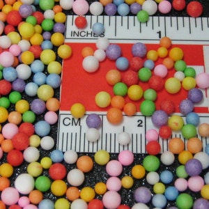 Fake candy balls sprinkles rainbow foam 2mm 4mm tiny marbles 1 tablespoon / 15ml miniature sweet gumballs faux deco kawaii image 3