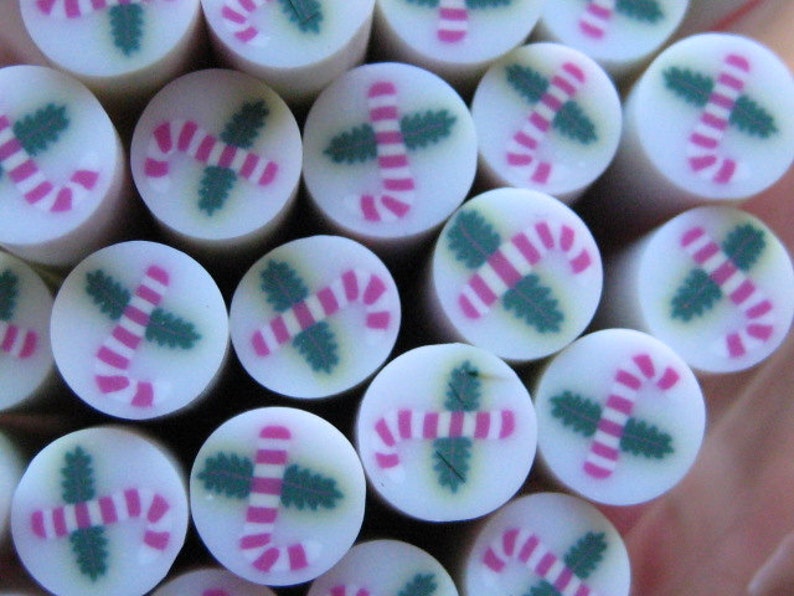 Candy cane polymer clay holiday kawaii Christmas uncut 1pc for miniature sweets decoden and nail art supplies image 5