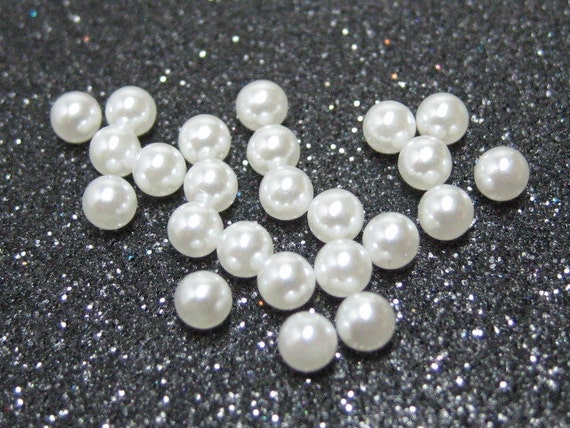 3 mm Round White  Simulated Pearl Beads