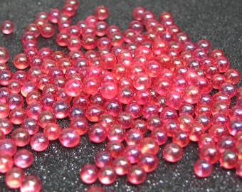 3-3.5mm iridescent glass microbeads, red micro marbles, undrilled round bead, tiny ball, miniature AB sphere, fairy decoration, resin filler