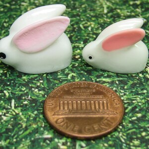 Dollhouse miniature Rabbit family, fairy garden bunnies, resin animal figurines, DIY Easter craft embellishment, slime charms image 3