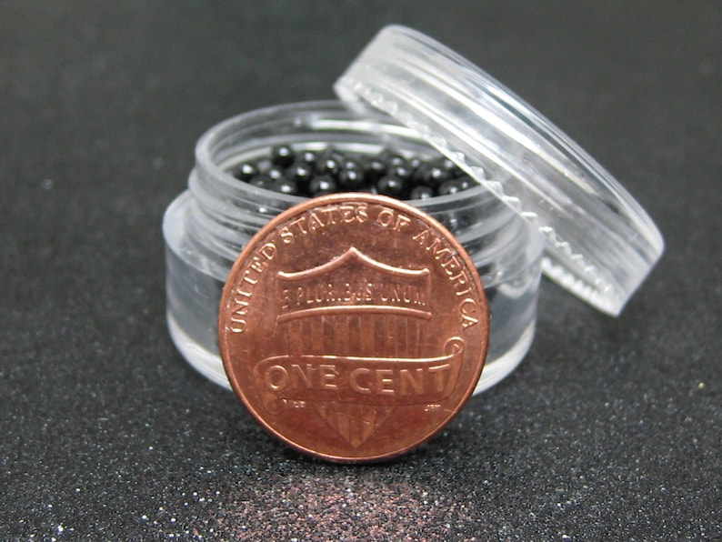 large micro marbles black opaque 2.5mm microbeads half ounce / 14 grams glass miniature Supplies image 8