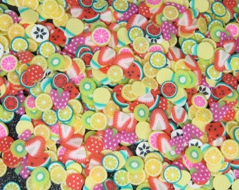 Mixed Fruit polymer clay slices miniature food nail art kawaii decoden pieces fimo cane DIY slime supplies resin supply tropical confetti