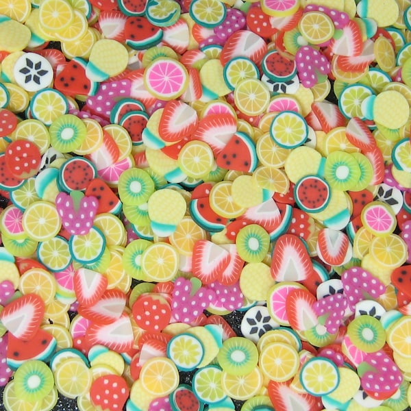 Mixed Fruit polymer clay slices miniature food nail art kawaii decoden pieces fimo cane DIY slime supplies resin supply tropical confetti