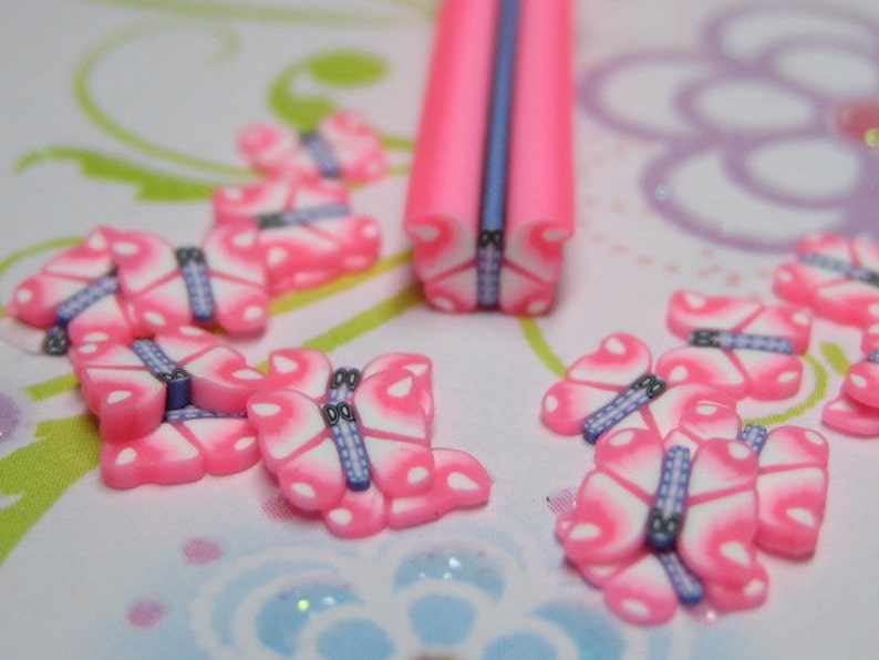 polymer clay cane pink butterfly for decoden crafts kawaii nails scrapbooking resin jewelry miniature food decoration image 5