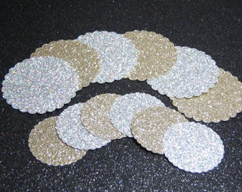 Dollhouse miniature bakery board / cake doilies gold n silver glitter 6 pcs or color choice NOW 2 SIZES Supplies