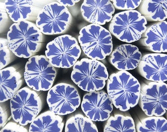 polymer clay canes flower purple white uncut DIY kawaii miniature tropical hibiscus decoden craft and nail art supplies