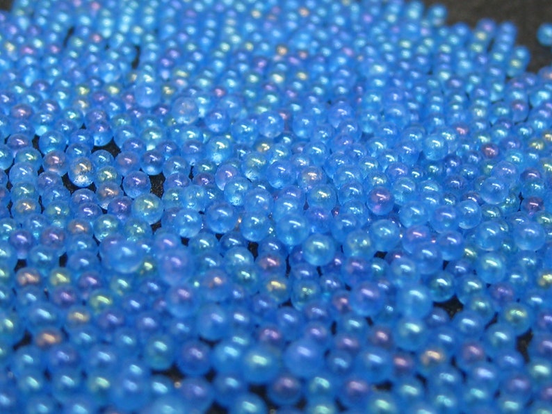 2mm glow in the dark micro marbles, blue iridescent glass microbeads, dollhouse miniature fairy garden decoration, AB resin filler pieces image 10