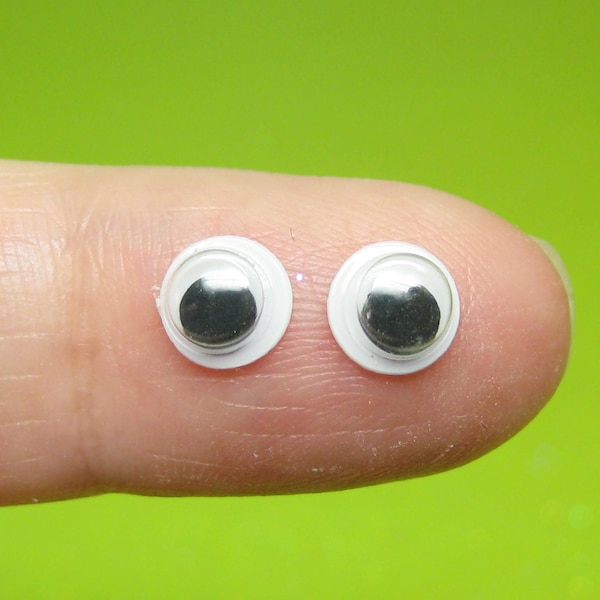 6mm googly eyes, 100 flat back wiggly plastic cabochon eyeballs for kawaii crafts small dolls animals or nail art decorations