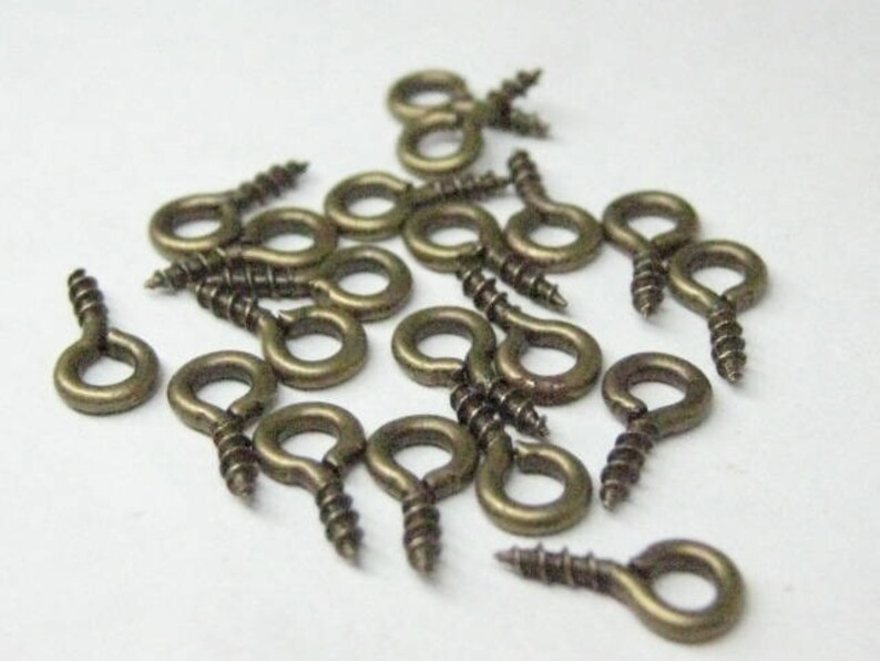 Rustic bronze eye screws 20 pcs tiny 8mm x 4mm connectors for pe Rustic bronze eye screws 20 pcs tiny 8mm x 4mm connectors for pe