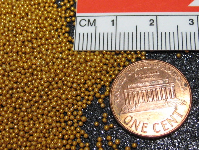 micro marbles 1mm golden copper half ounce / 14 grams glass miniature metallic microbead sprinkles Supplies image 3