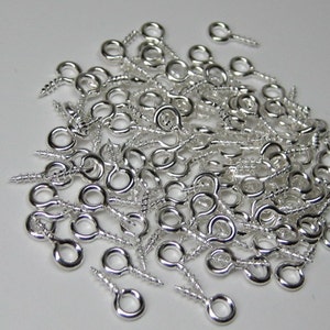 eye screws silver 100 pcs tiny 8mm x 4mm connectors for pendants vials charms tiles polymer clay and resin jewelry supplies image 1