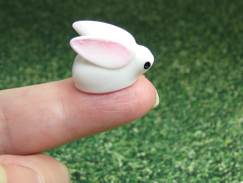 Dollhouse miniature Rabbit family, fairy garden bunnies, resin animal figurines, DIY Easter craft embellishment, slime charms image 10