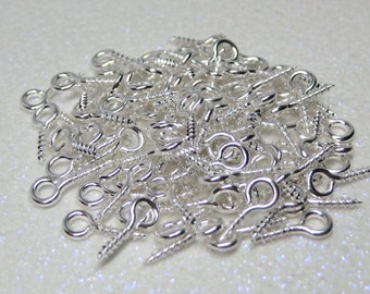 vis à oeil en argent 100 pcs connecteurs minuscules de 10 mm x 4,5 mm pour pendentifs fioles breloques tuiles polymère argile et résine fournitures de bijoux