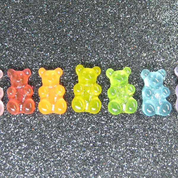 tiny Gummy Bear cabochons 12mm x 7mm resin 18 inch doll candy rainbow assortment miniature kawaii slime supplies