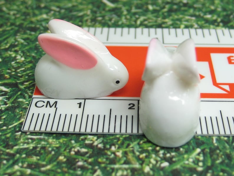 Dollhouse miniature Rabbit family, fairy garden bunnies, resin animal figurines, DIY Easter craft embellishment, slime charms image 7