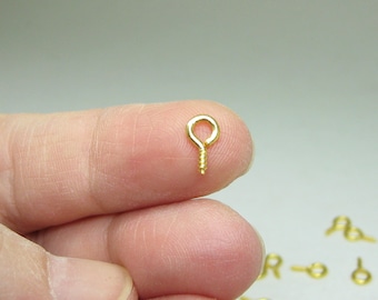 eye screws 9mm x 4mm gold tone for connecting charms tiles pendants vials polymer clay and resin jewelry supplies