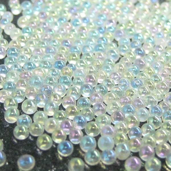 micro marbles iridescent 2mm glass microbead, dollhouse miniature bubbles, kawaii sprinkles, clear AB opal